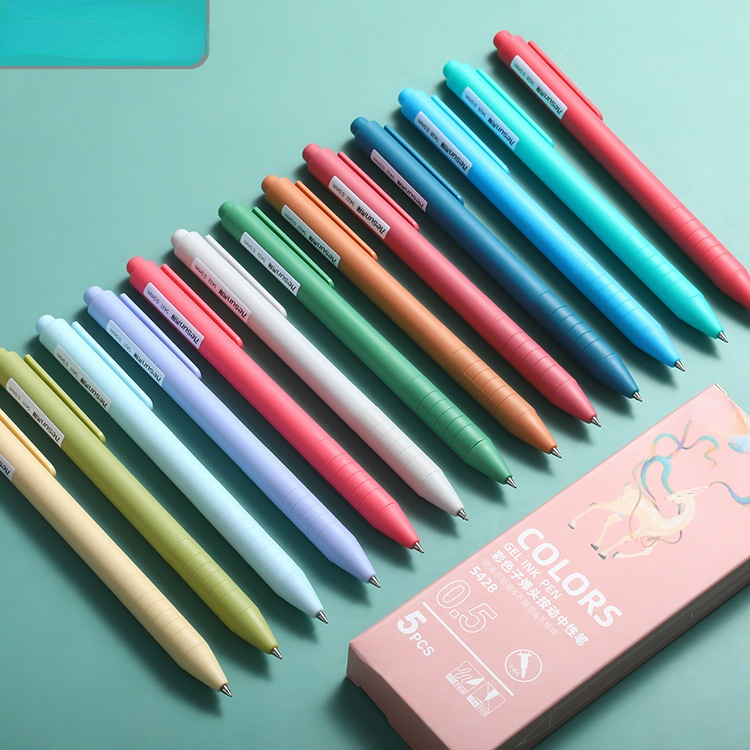 New macaron office school student kids click bullet gel pens set stationery supplies 0.5mm ballpoint colorful ink
