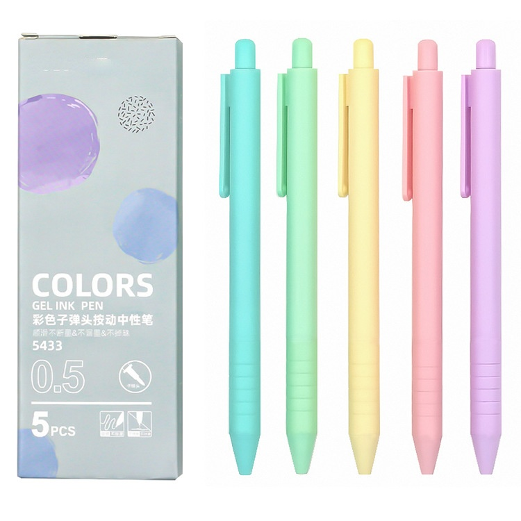 New macaron office school student kids click bullet gel pens set stationery supplies 0.5mm ballpoint colorful ink