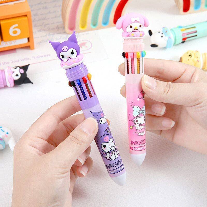 10 Color Ballpoint Pen Creative Multi color Click Ballpoint Pen Student Stationery Pen
