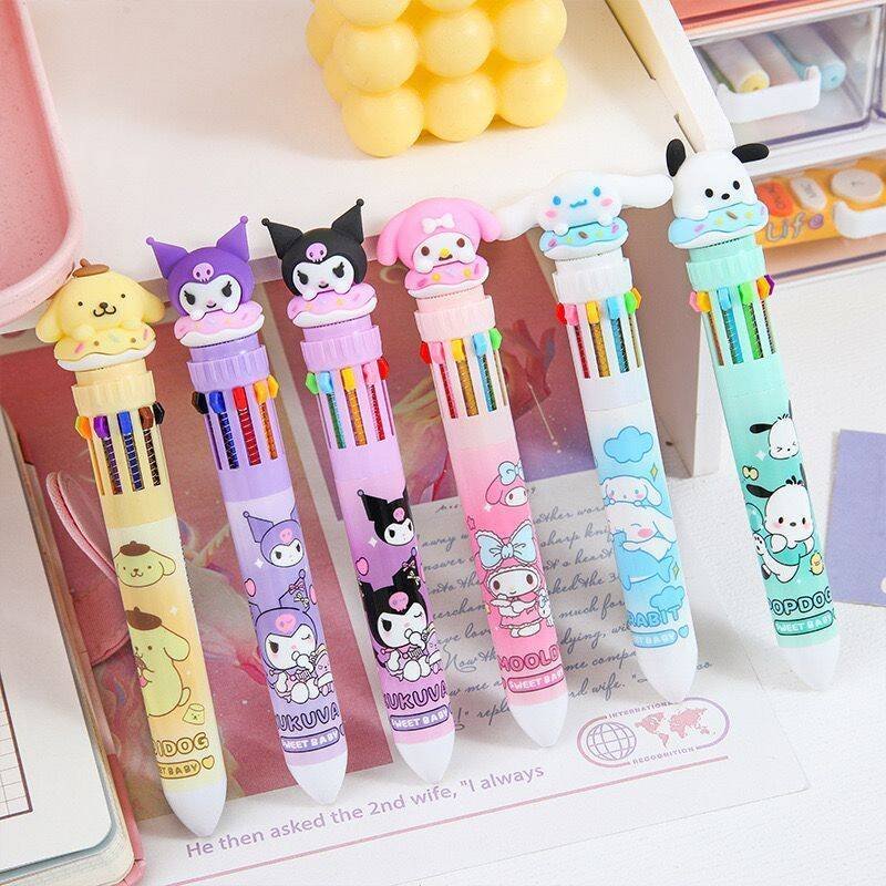 10 Color Ballpoint Pen Creative Multi color Click Ballpoint Pen Student Stationery Pen