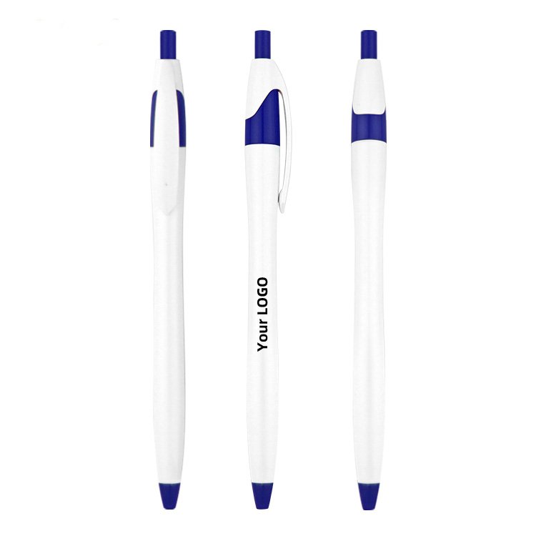 This is a very cheap custom promotional multi-color ballpoint pen with logo and lightweight thin stem
