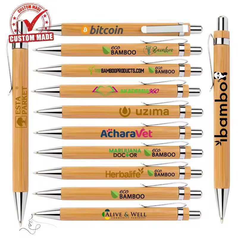 Cheap Personalized Recycled Bamboo Pen Eco-friendly Natural Wood Bamboo Ballpoint Pen with Custom Laser Logo Wood Ball Pen