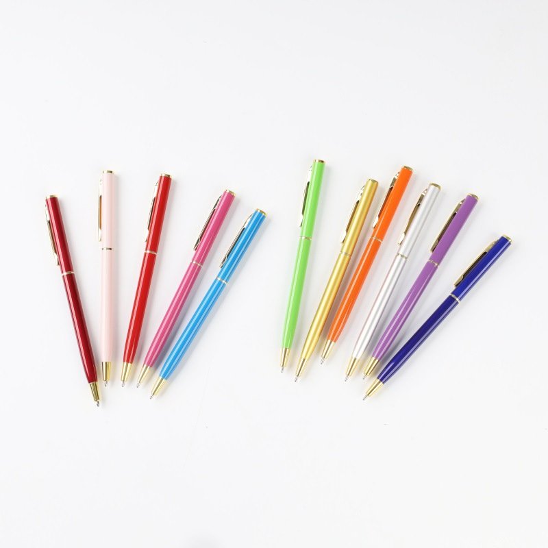 Promotional Slim Metal Roller Pen Custom Logo Multicolor Hotel Gold Ballpoint Pens For Gifts & Students