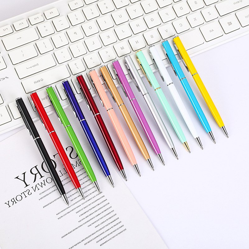 Promotional Slim Metal Roller Pen Custom Logo Multicolor Hotel Gold Ballpoint Pens For Gifts & Students