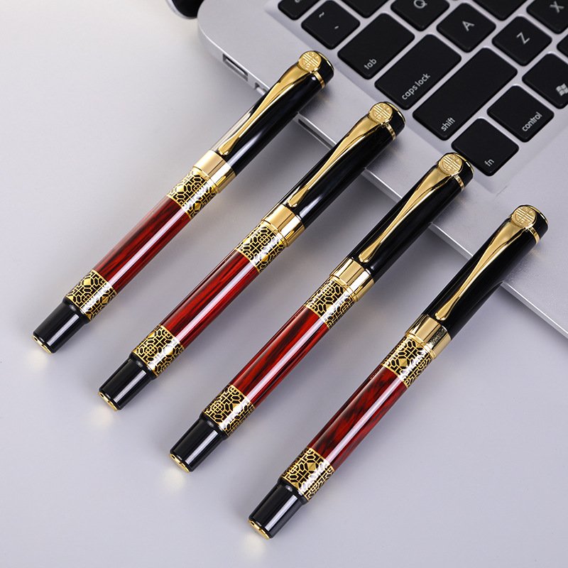 Eacajess Business Gift Set Metal Custom Logo Fountain Pen High Quality Luxury Red Black Ballpoint Pen Office or School Pen