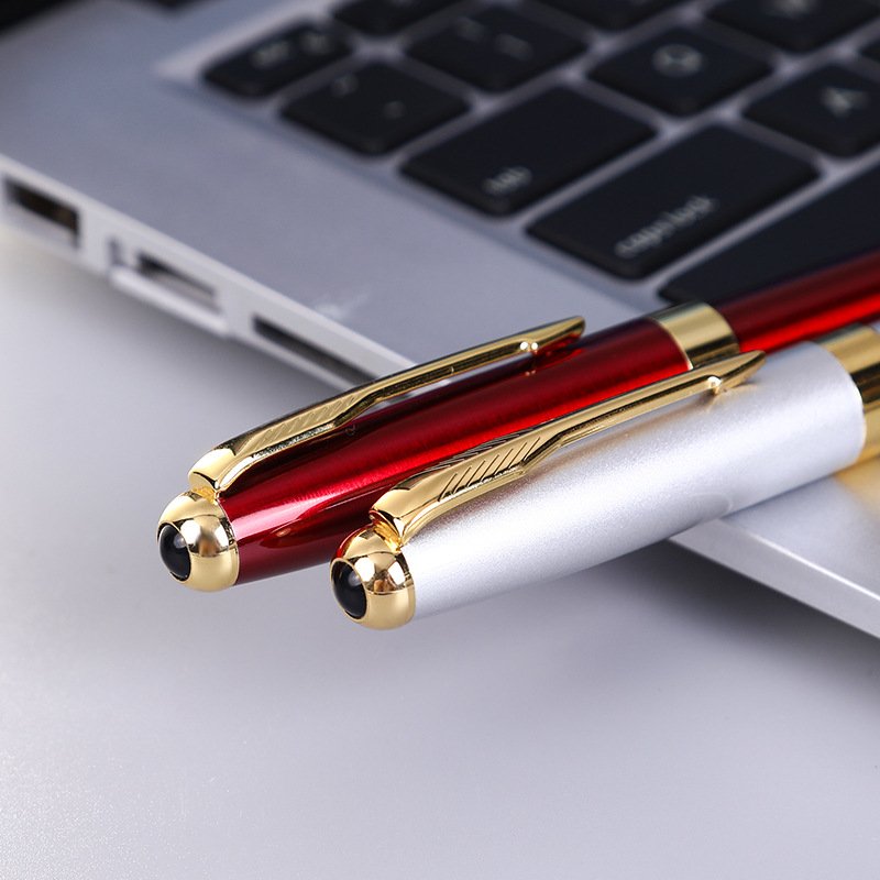 Eacajess Business Gift Set Metal Custom Logo Fountain Pen High Quality Luxury Red Black Ballpoint Pen Office or School Pen