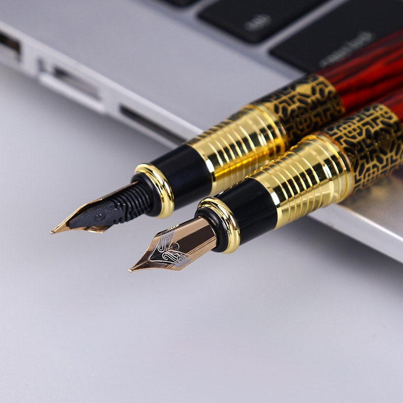 Eacajess Business Gift Set Metal Custom Logo Fountain Pen High Quality Luxury Red Black Ballpoint Pen Office or School Pen