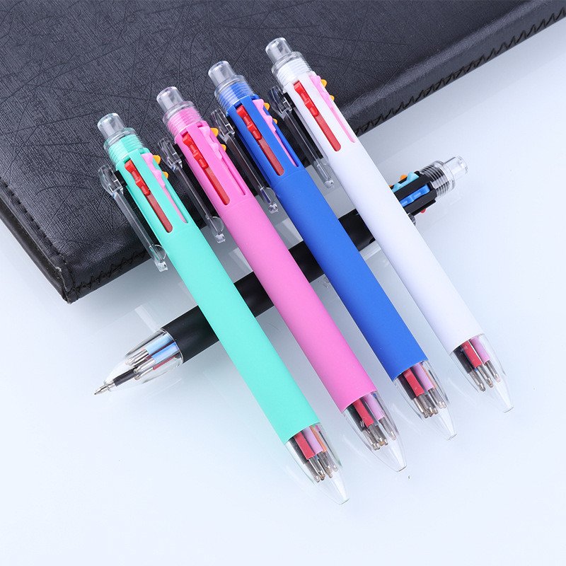 Wholesale 6 Color Plastic Ballpoint Pen Creative Multi-function Colorful Ballpoint Pen With Custom Logo for Students' Stationery