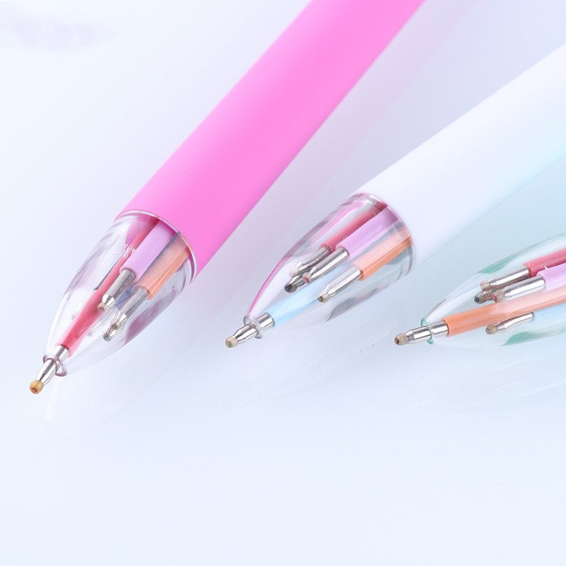 Wholesale 6 Color Plastic Ballpoint Pen Creative Multi-function Colorful Ballpoint Pen With Custom Logo for Students' Stationery