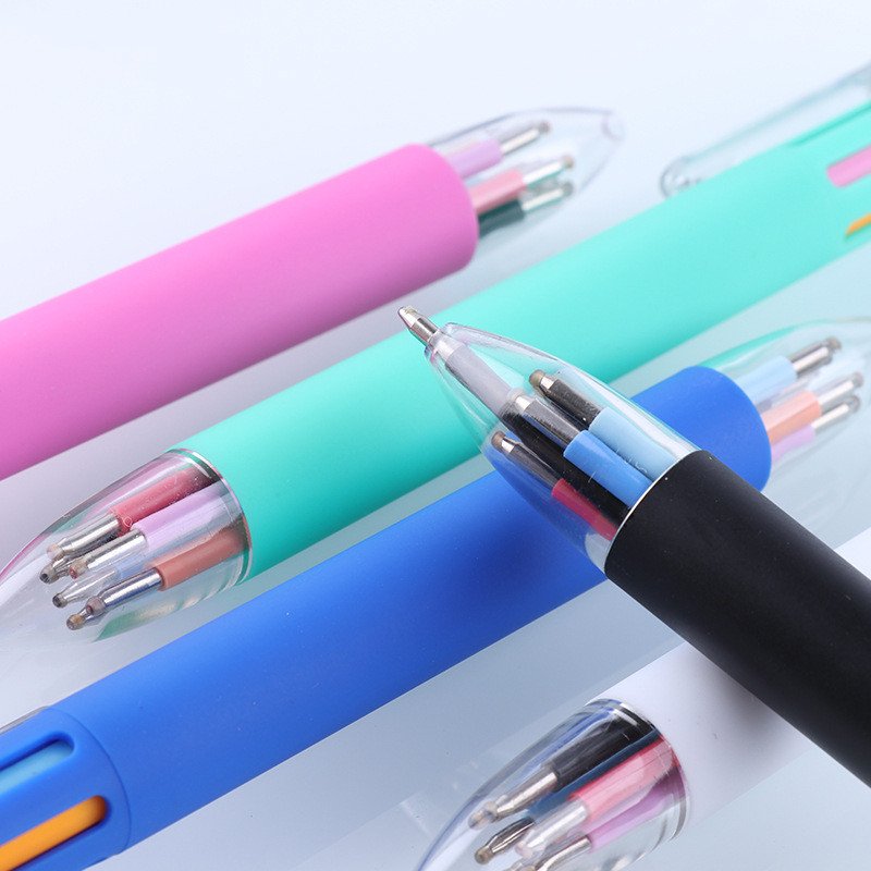 Wholesale 6 Color Plastic Ballpoint Pen Creative Multi-function Colorful Ballpoint Pen With Custom Logo for Students' Stationery
