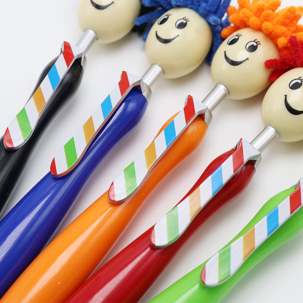 Cute Mop Head Ballpoint pen With Stylus Pen Screen Cleaner 3-in-1 Duster Office School Stationery Gift