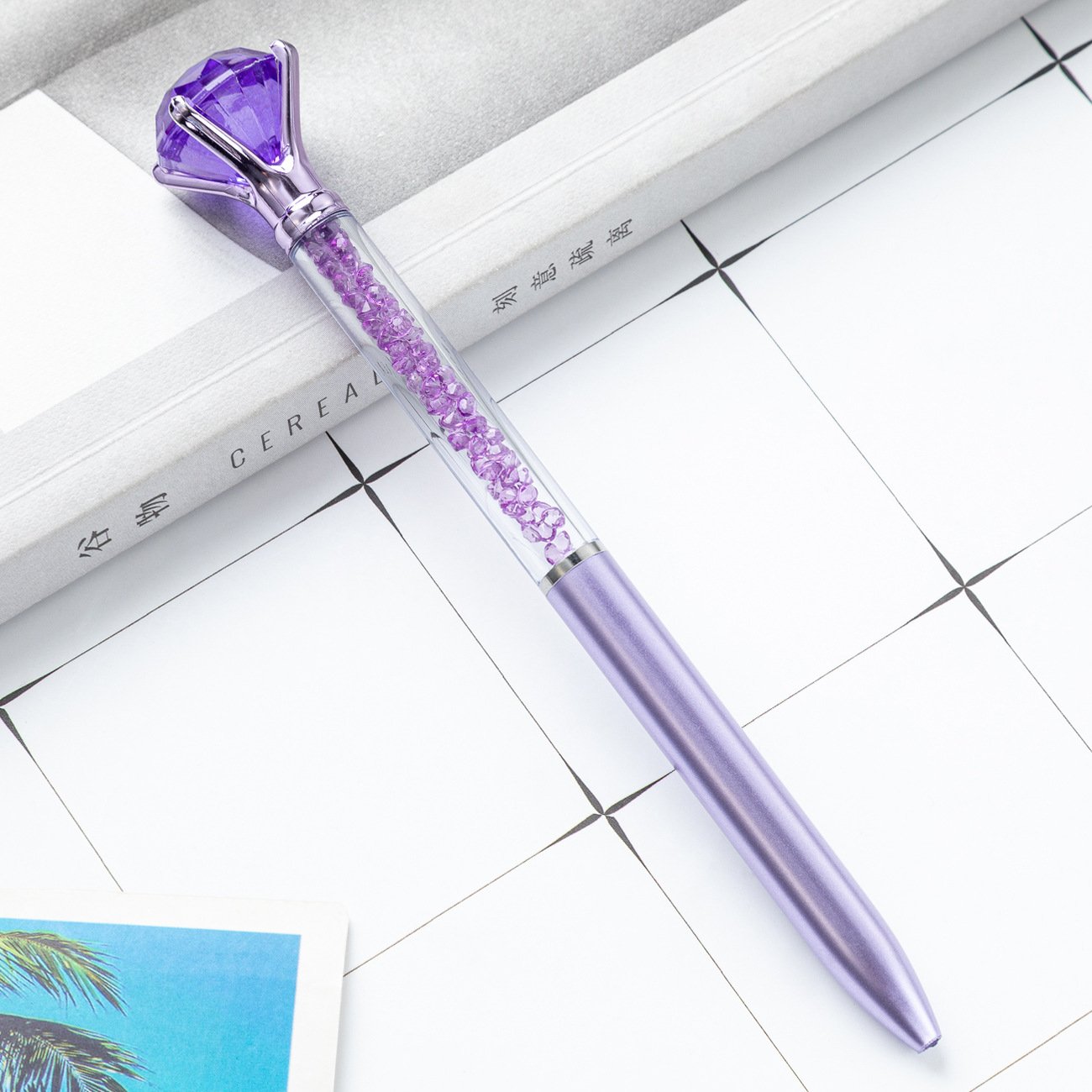 Wholesale Crystal Diamond Ballpoint Pen 1.0mm Plastic Office Writing Instrument Advertising Gift Pen