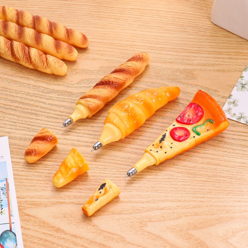 Funny personality pizza novel ball pen simulation food bread ballpoint pen with magnet