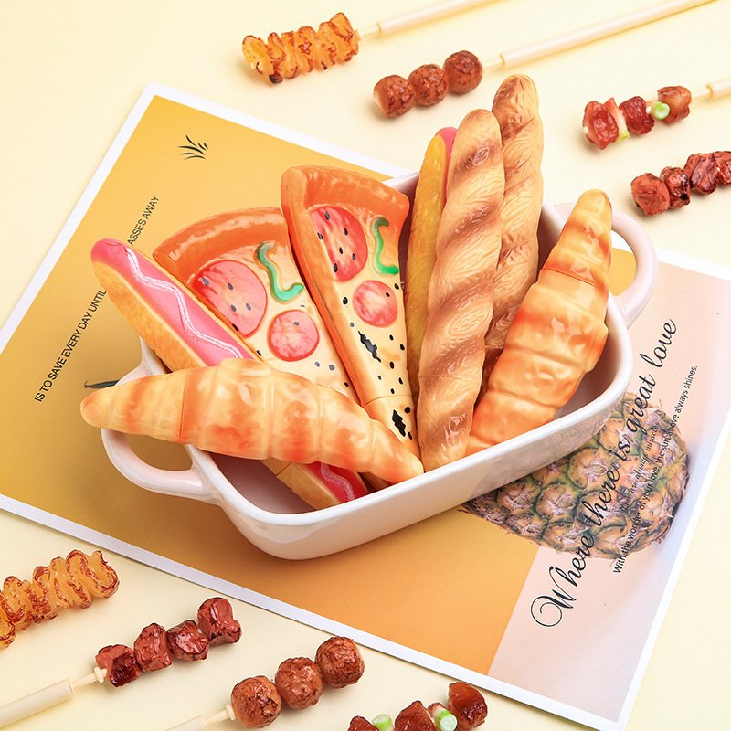 Funny personality pizza novel ball pen simulation food bread ballpoint pen with magnet