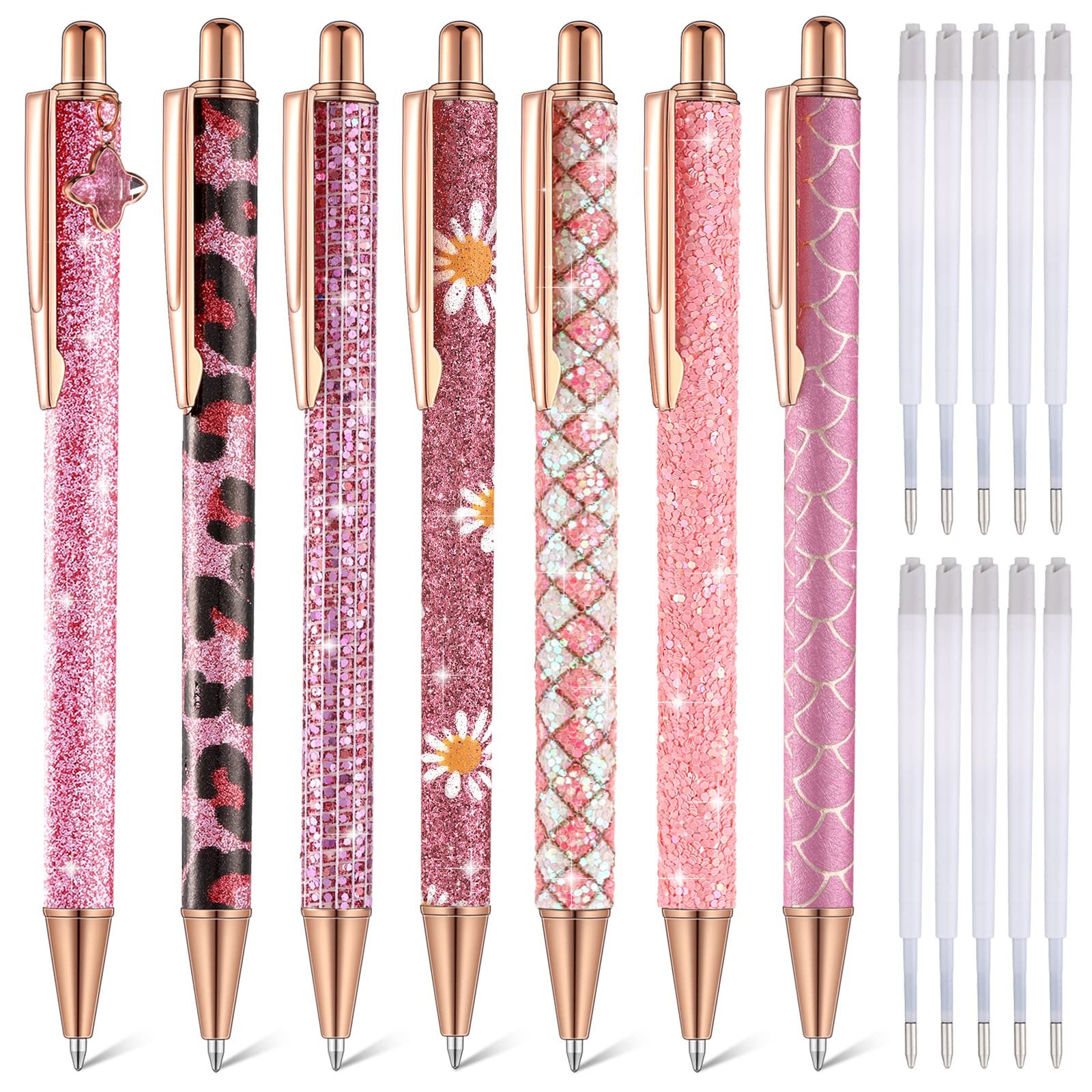 Sparkly Glitter Pens for Girls Women Office Supplies Cute Student Fancy Pens for Women