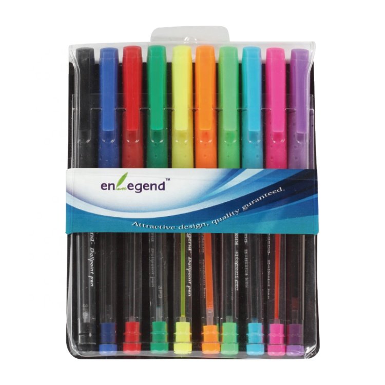 office and school high quality ballpoint ball pen with transparent barrel and rubber grip