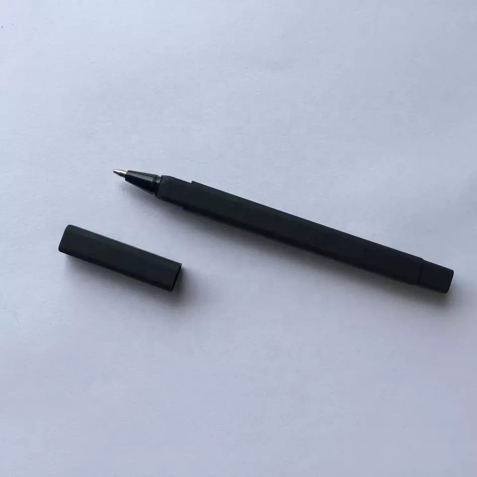 Custom Logo Advertising Plastic Black Rubber Square Ballpoint Pen Hotel Pen