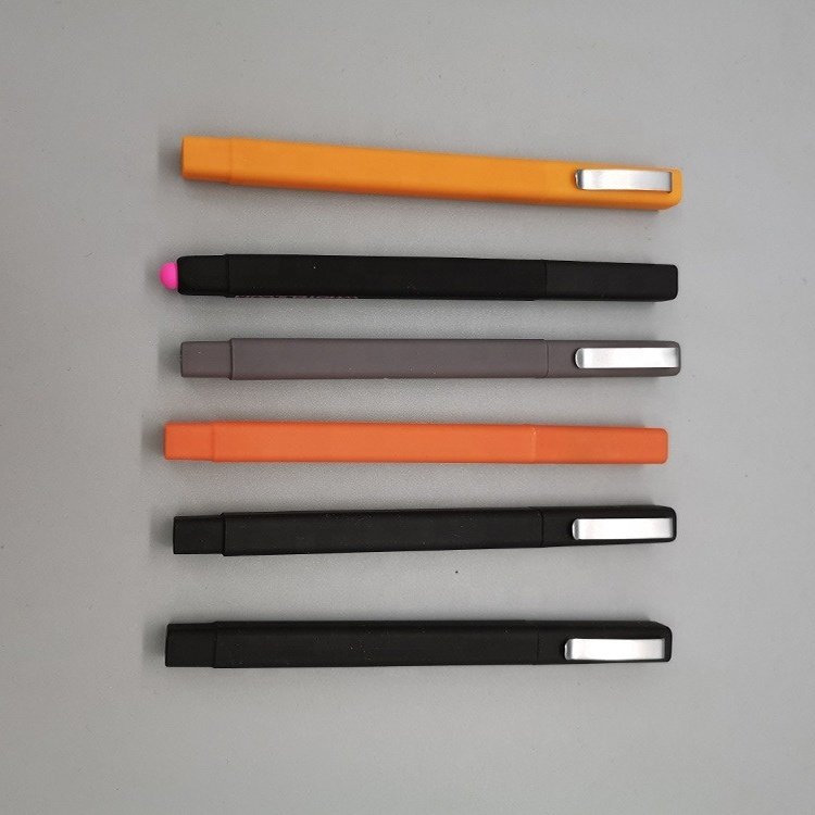 Custom Logo Advertising Plastic Black Rubber Square Ballpoint Pen Hotel Pen