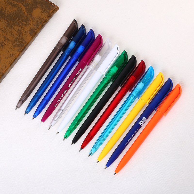 Cheap Multicolor plastic transparent Ballpoint Pen ball pen custom logo Writing Pen for office advertisement promotional
