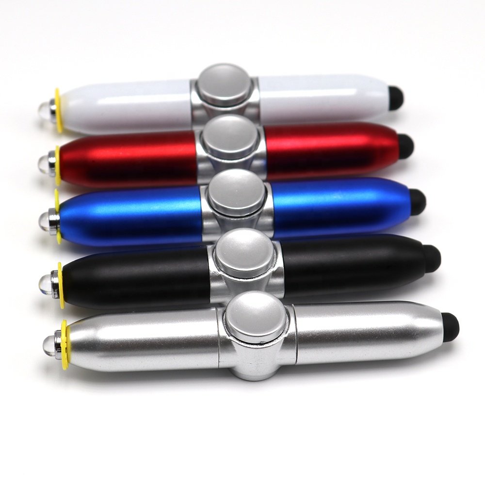 2024 creative Multi functional fingertip gyro pen Reduce Pressure stylus fidget ballpoint pens with LED light