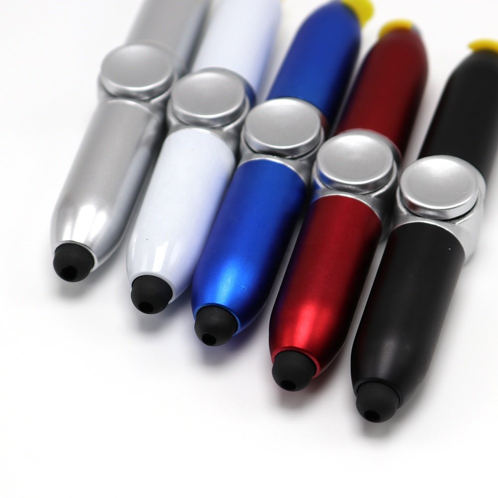 2024 creative Multi functional fingertip gyro pen Reduce Pressure stylus fidget ballpoint pens with LED light
