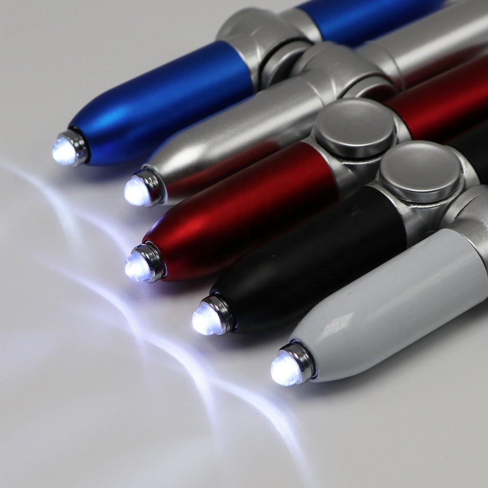 2024 creative Multi functional fingertip gyro pen Reduce Pressure stylus fidget ballpoint pens with LED light