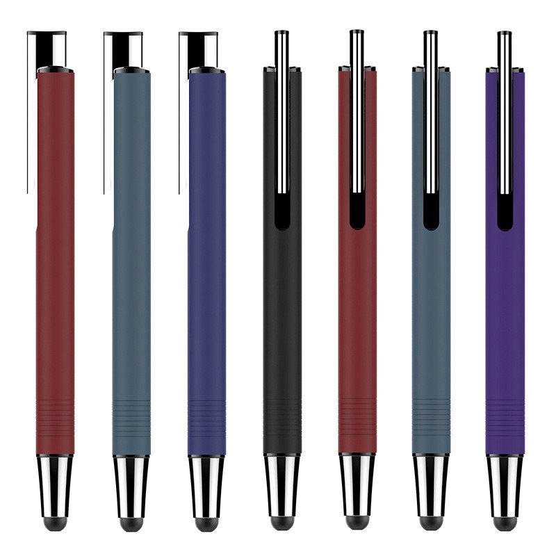 Wholesale 1MM Black Retractable Multifunctional Ballpoint Pen Dual-Purpose Condenser Pen Metal Gift Pen with Logo.