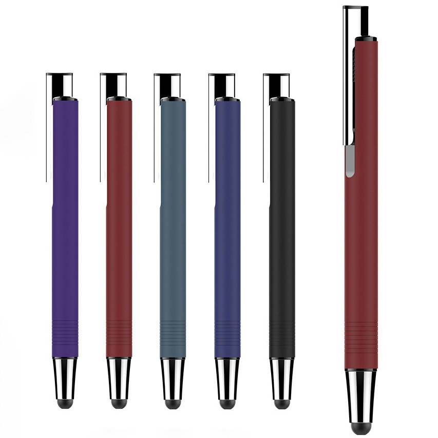 Wholesale 1MM Black Retractable Multifunctional Ballpoint Pen Dual-Purpose Condenser Pen Metal Gift Pen with Logo.