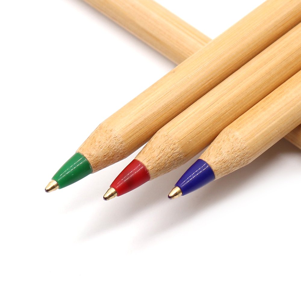 Small pencil shaped bamboo pen, environmental protection writing ball pen, custom pen