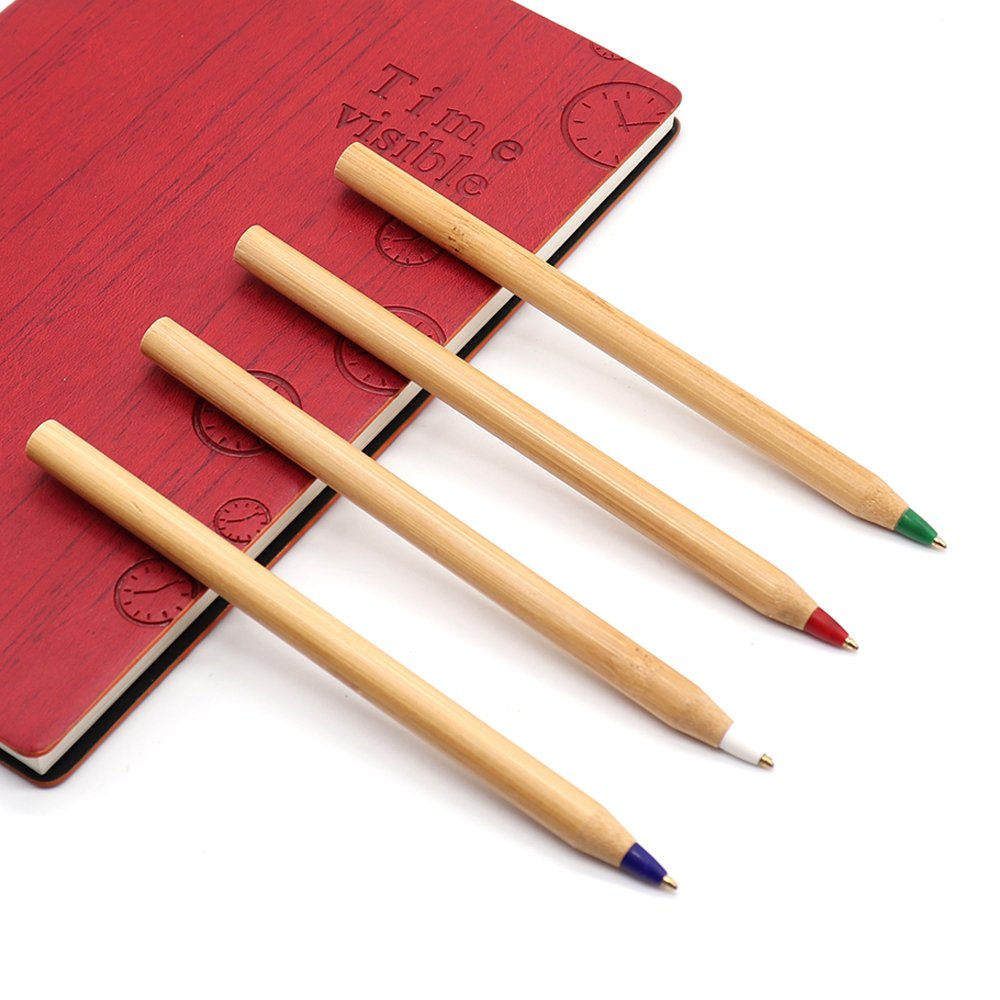 Small pencil shaped bamboo pen, environmental protection writing ball pen, custom pen