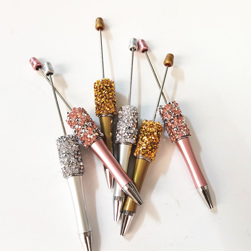 Diamond Bling Beadable Jewelry DIY Bead Ballpoint Pen Blanks Decorative Beaded Gift Ballpoint Metal Beaded Pens