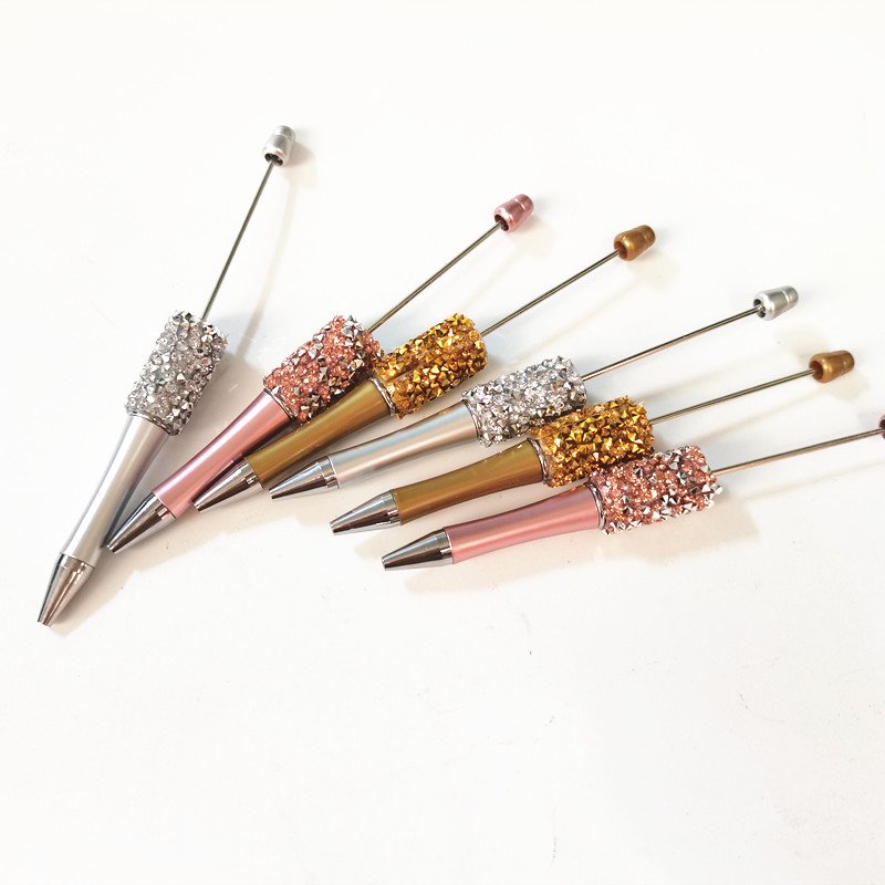 Diamond Bling Beadable Jewelry DIY Bead Ballpoint Pen Blanks Decorative Beaded Gift Ballpoint Metal Beaded Pens