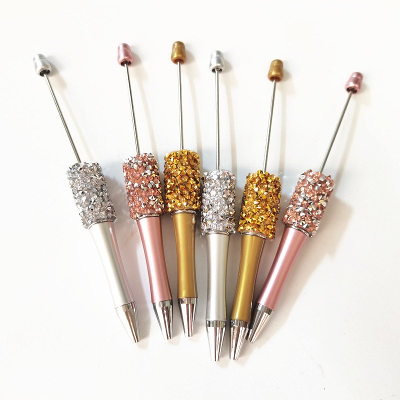 Diamond Bling Beadable Jewelry DIY Bead Ballpoint Pen Blanks Decorative Beaded Gift Ballpoint Metal Beaded Pens