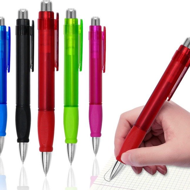 Jumbo Plastic Ballpoint Pen Promotional Custom Logo Retractable Ball Pen With Soft Rubber Grip Office Gift Promotion Supply