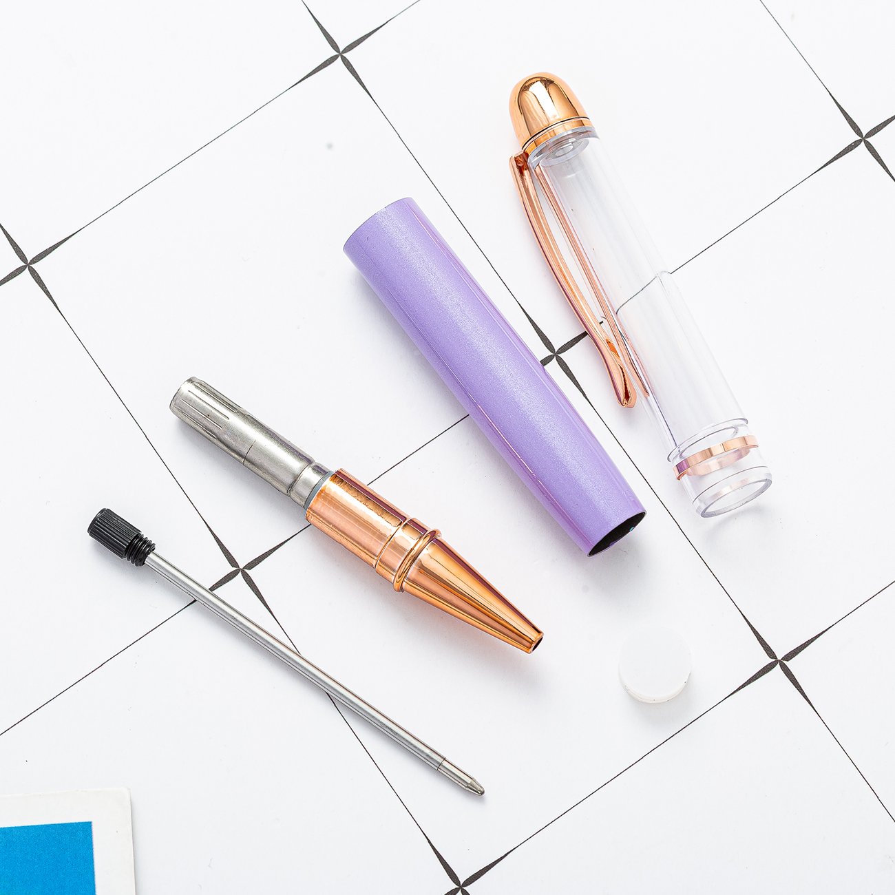 Novelty self assembling fat tube metal pen custom logo herbarium DIY empty floating glitter pen