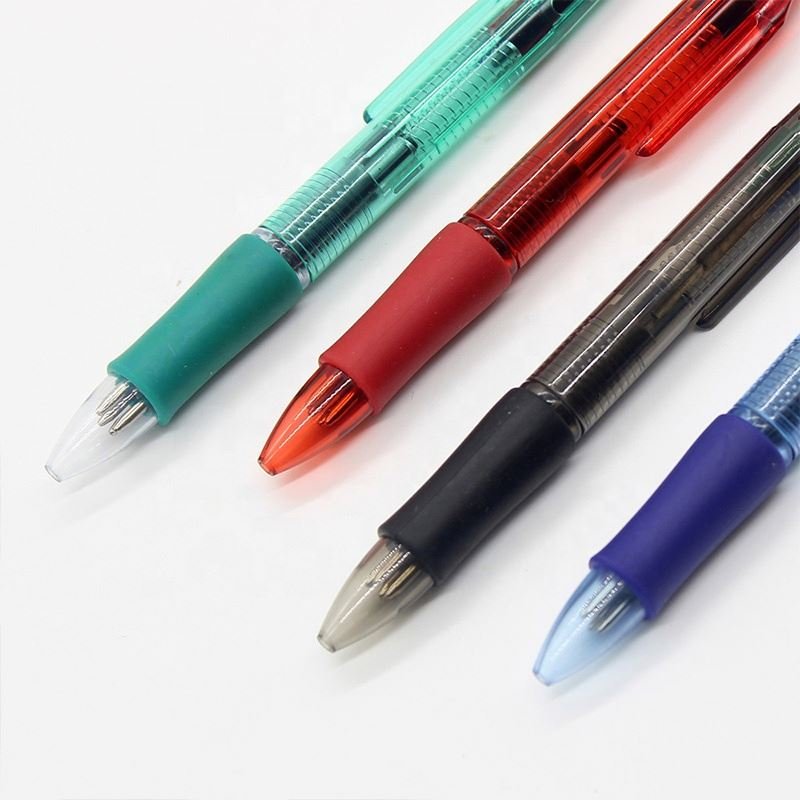 Wholesale 4 in 1 ballpoint pen plastic press red blue black and green multi color pen with customized logo