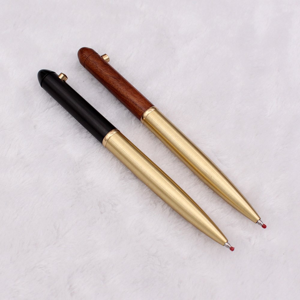 High end classical wooden pens for writing Low Minimum Wood Covered Brown Black brass ballpoint pen