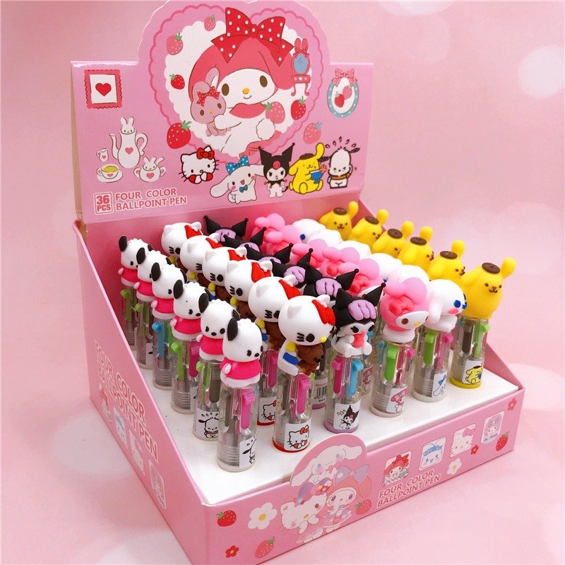 Wholesale Kuromi ballpoint pen 4 color KT melody pen cartoon Cute Kuromi figure ballpoint pens for kids 1010