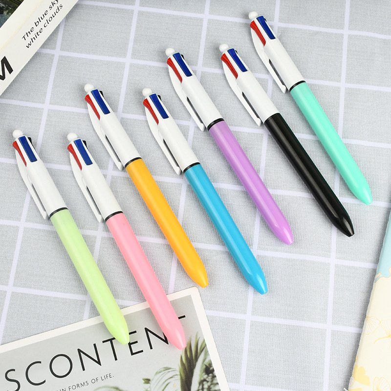 4-in-1 Multi-Color Ballpoint Pen Custom Logo Print Business Pens with 1.0 mm Writing Width for School & Office Promotional Gift