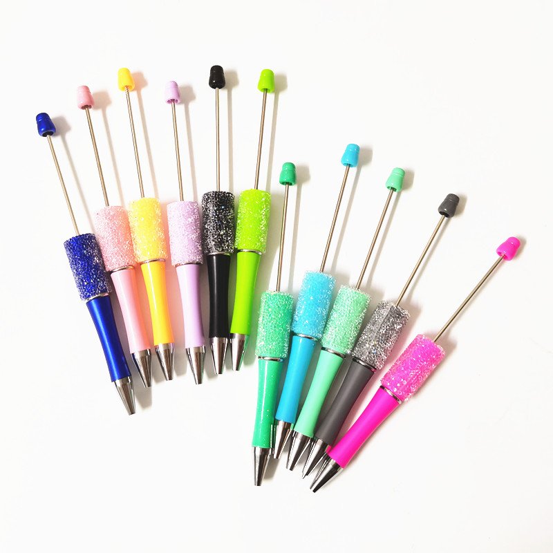Diamond Creative Ballpoint DIY Pens Manufacturers Ball Point Pens Add A Top Pink Glitter Beaded Plastic Beadable Pens