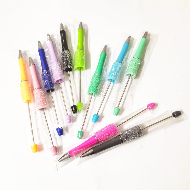 Diamond Creative Ballpoint DIY Pens Manufacturers Ball Point Pens Add A Top Pink Glitter Beaded Plastic Beadable Pens