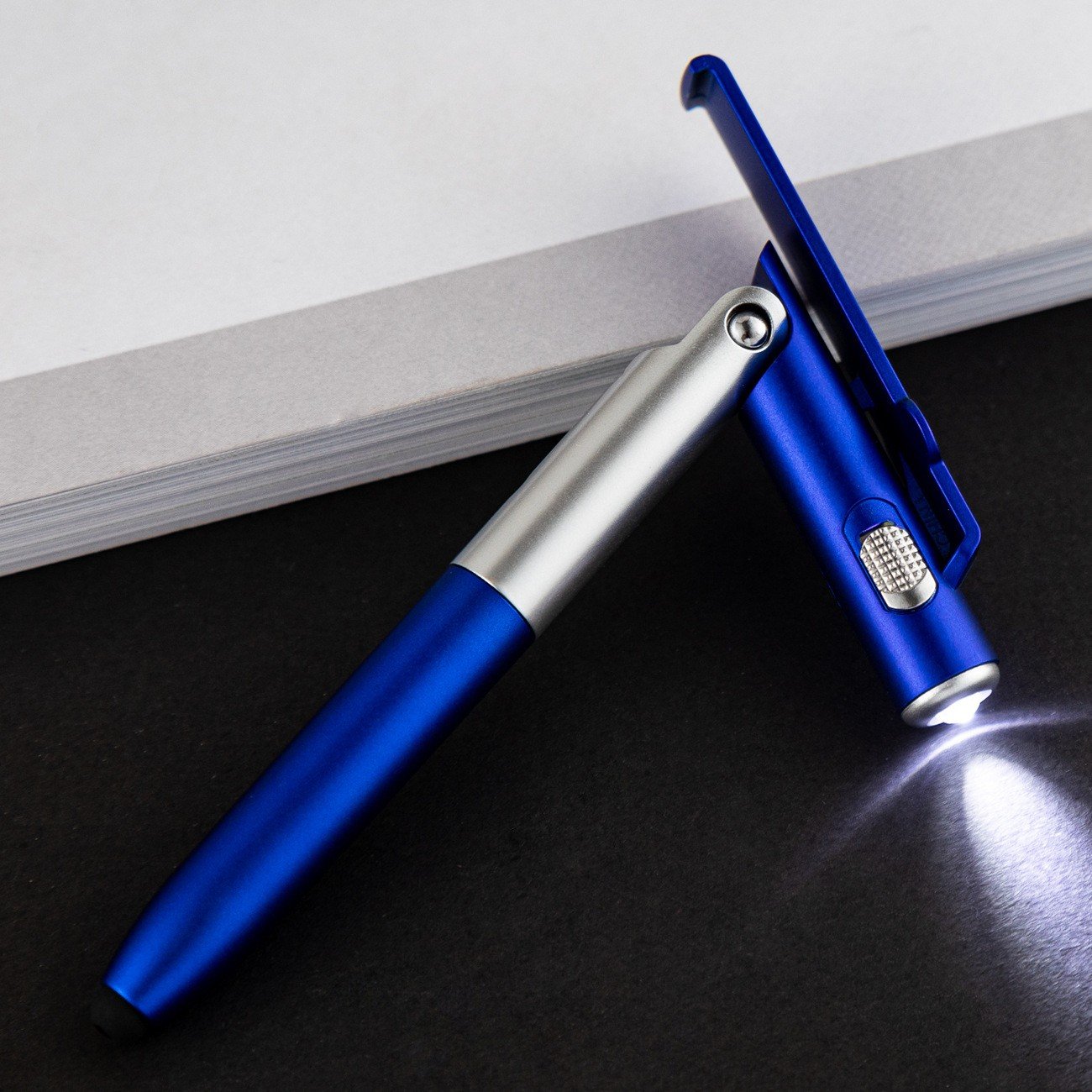 Advertising 4 in 1 stylus touch screen plastic foldable LED light up ballpoint pen