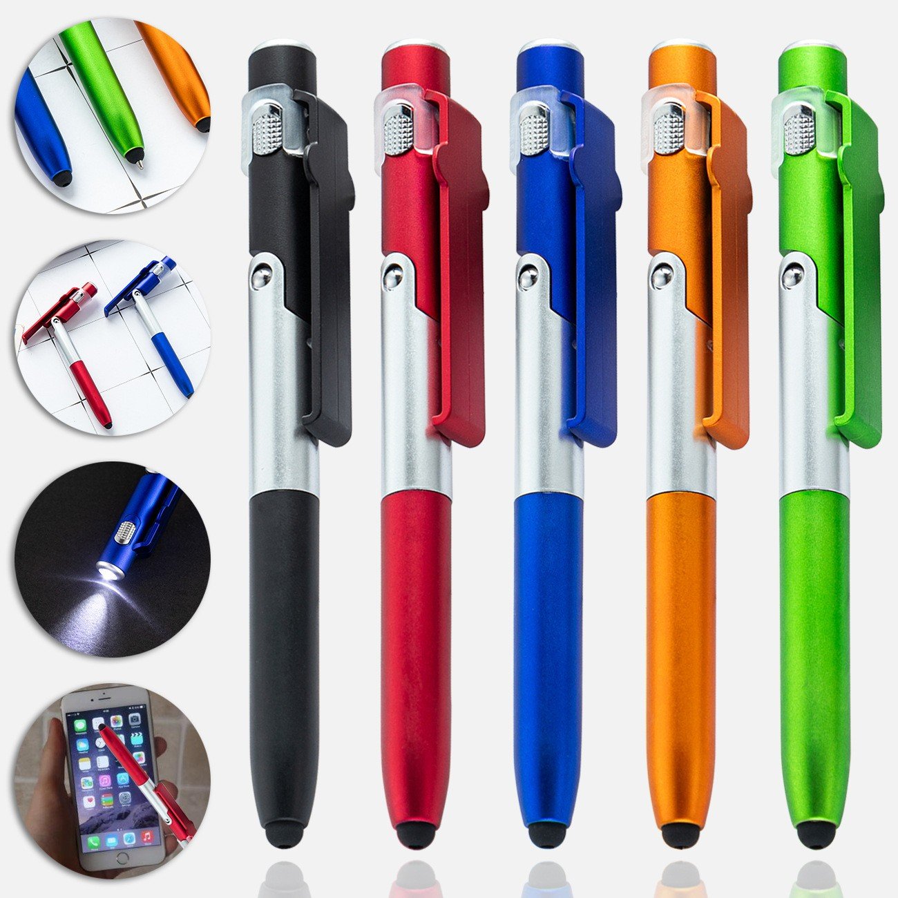 Advertising 4 in 1 stylus touch screen plastic foldable LED light up ballpoint pen
