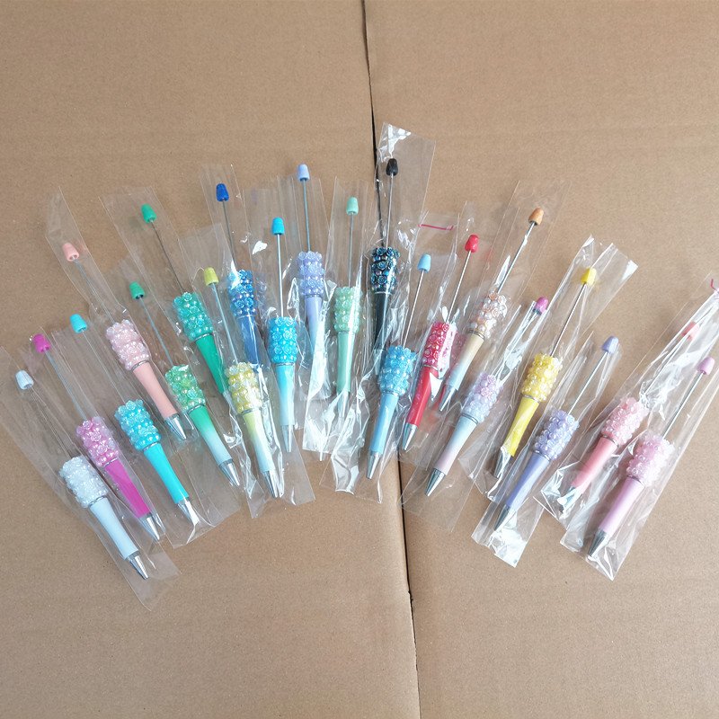 Rose flower Add a Bead Creative Novelty Jewelry DIY Ball Pen Blanks Decorative Beaded Gift Ballpoint Metal Beadable Pens