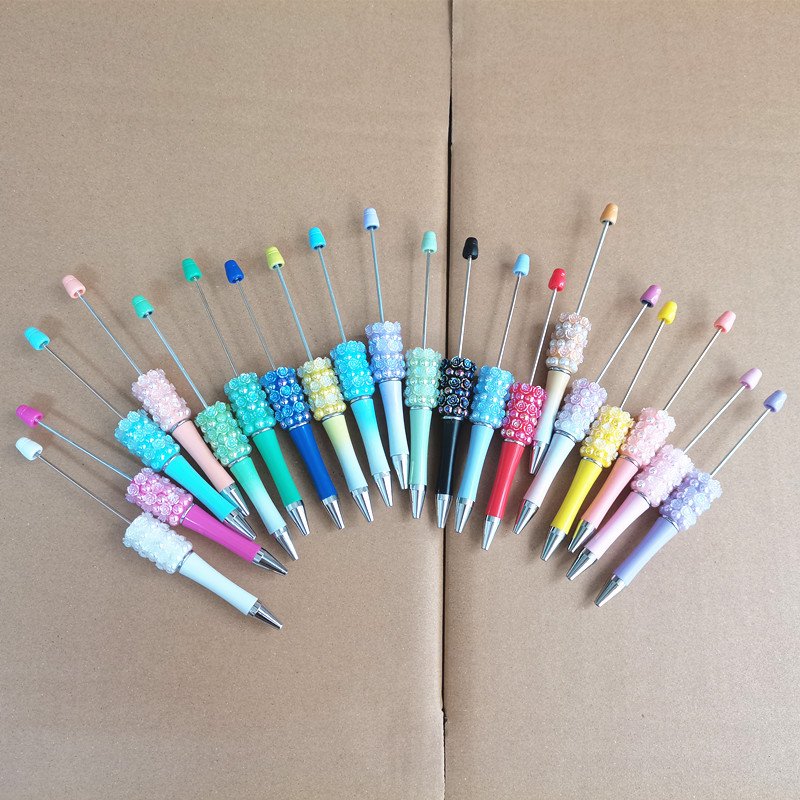 Rose flower Add a Bead Creative Novelty Jewelry DIY Ball Pen Blanks Decorative Beaded Gift Ballpoint Metal Beadable Pens