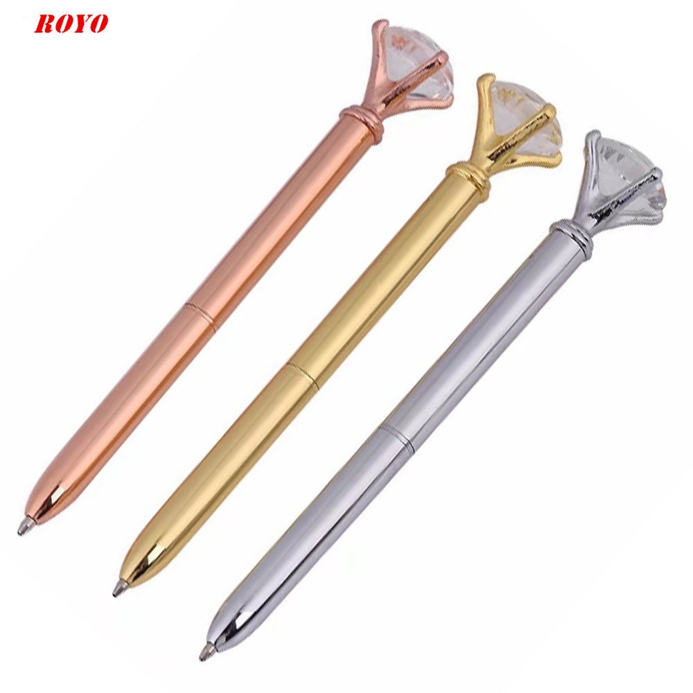 Promotional Pen Metal Ball Pen Custom Ballpoint Pens With Big Crystal Diamond