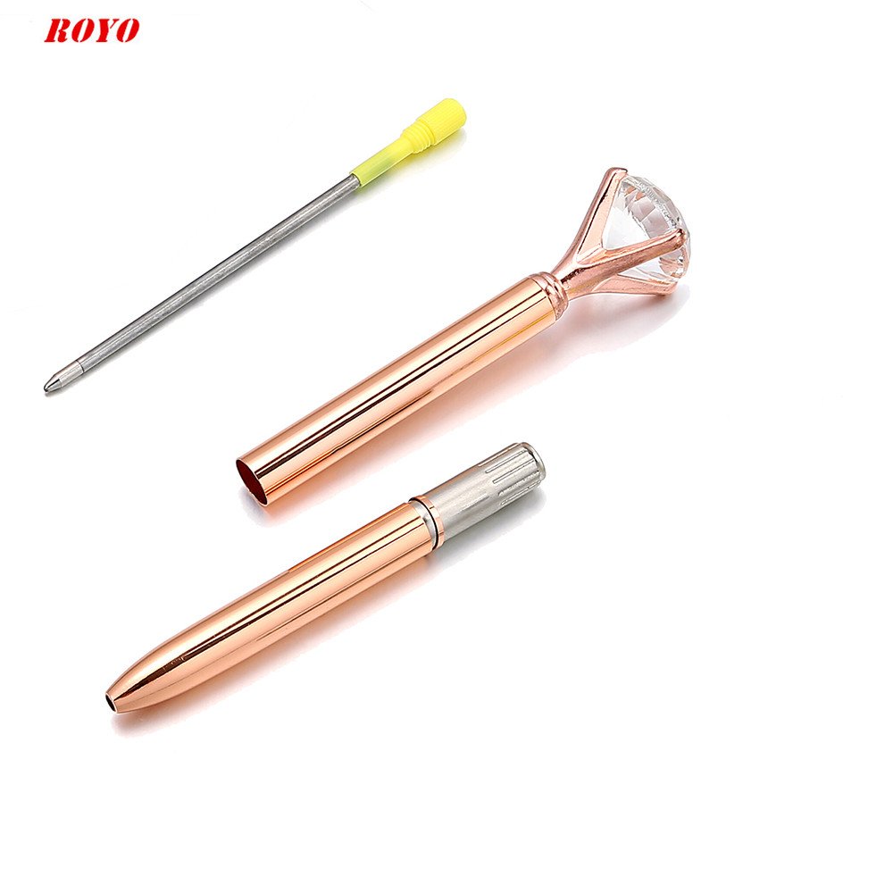 Promotional Pen Metal Ball Pen Custom Ballpoint Pens With Big Crystal Diamond