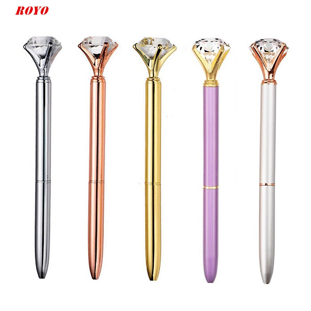 Promotional Pen Metal Ball Pen Custom Ballpoint Pens With Big Crystal Diamond
