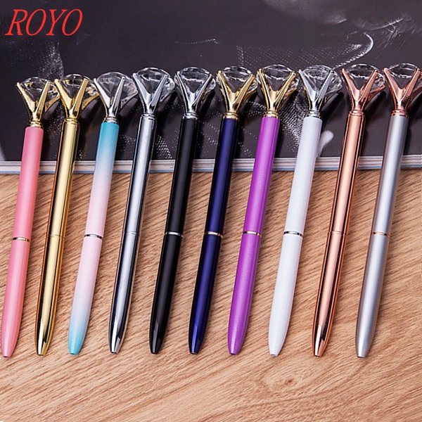 Promotional Pen Metal Ball Pen Custom Ballpoint Pens With Big Crystal Diamond