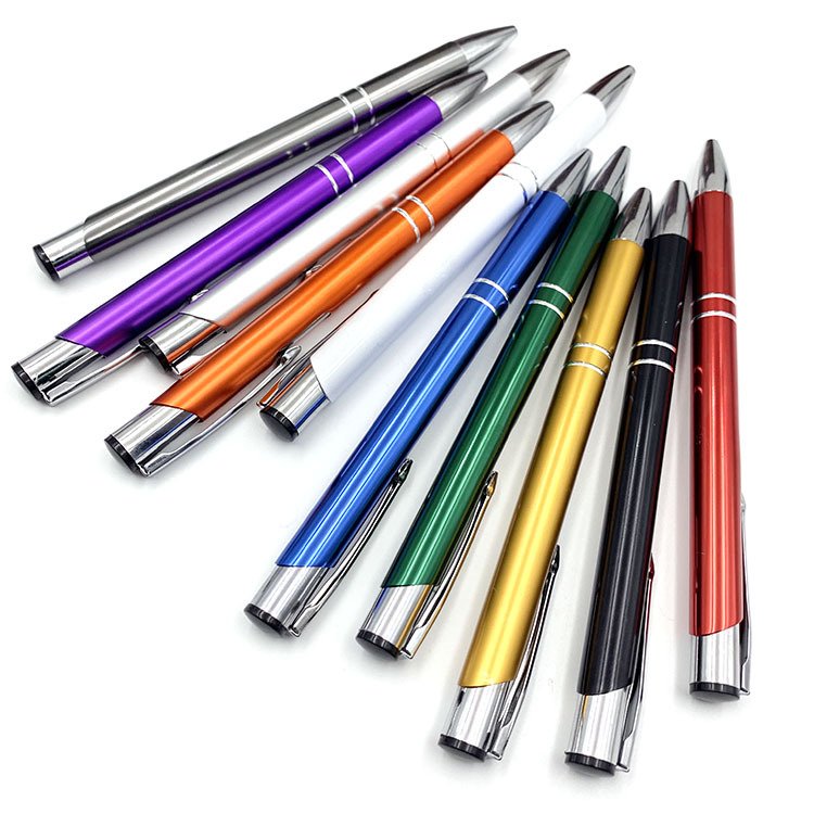 Fast Delivery Aluminum Ballpoint Pen with Click Metal Novelty Stationery Office Promotional Gift Laser Engraved LOGO Available